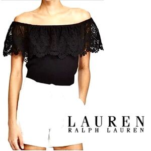RALPH LAUREN Crochet Off Shoulder Top